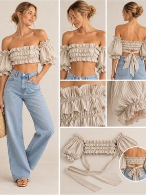 Sabo skirt Ruffle Off-Shoulder Crop Top